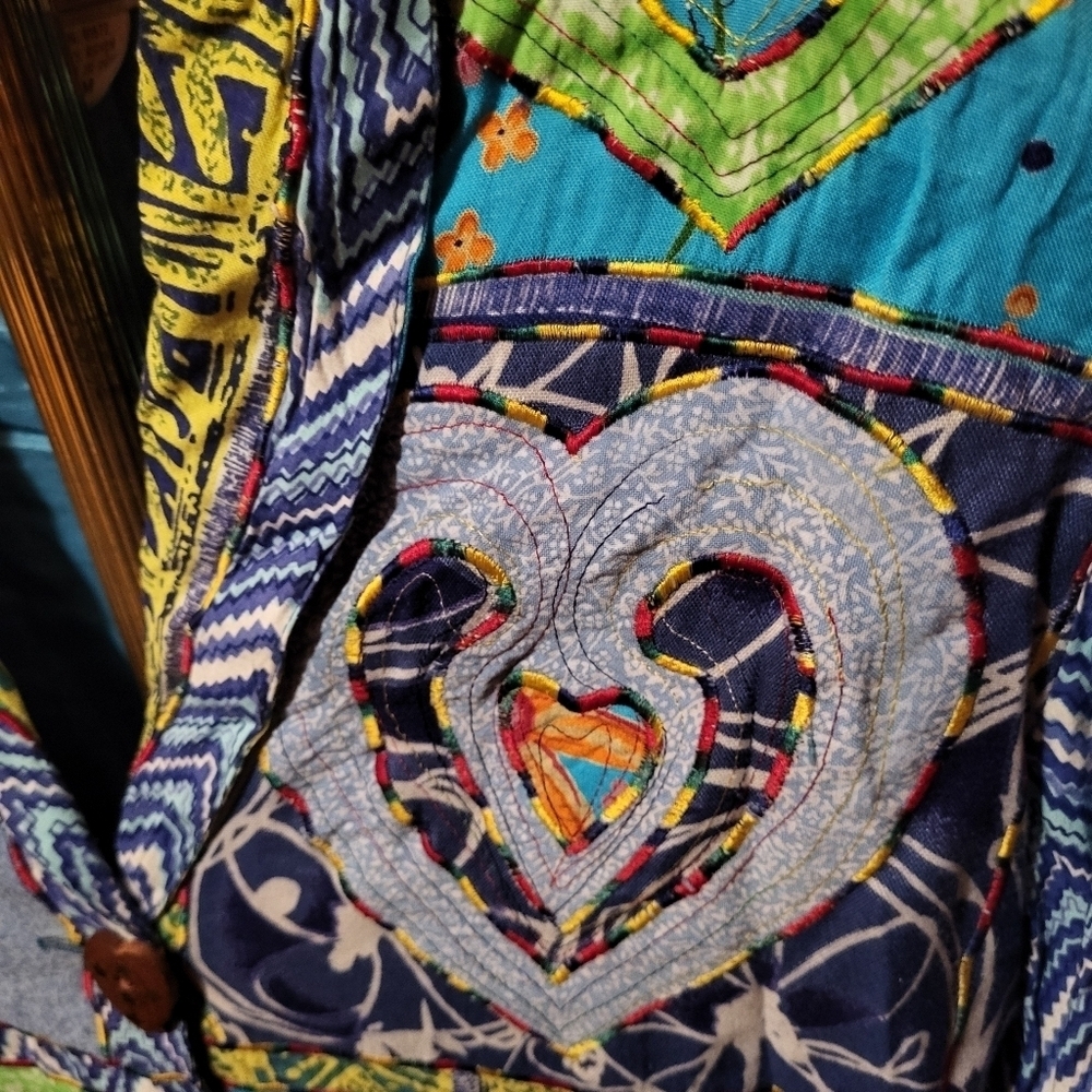 Vintage Sandy Starkman Colorful Patchwork Boho Jacket Blazer Size Medium - Picture 4 of 7